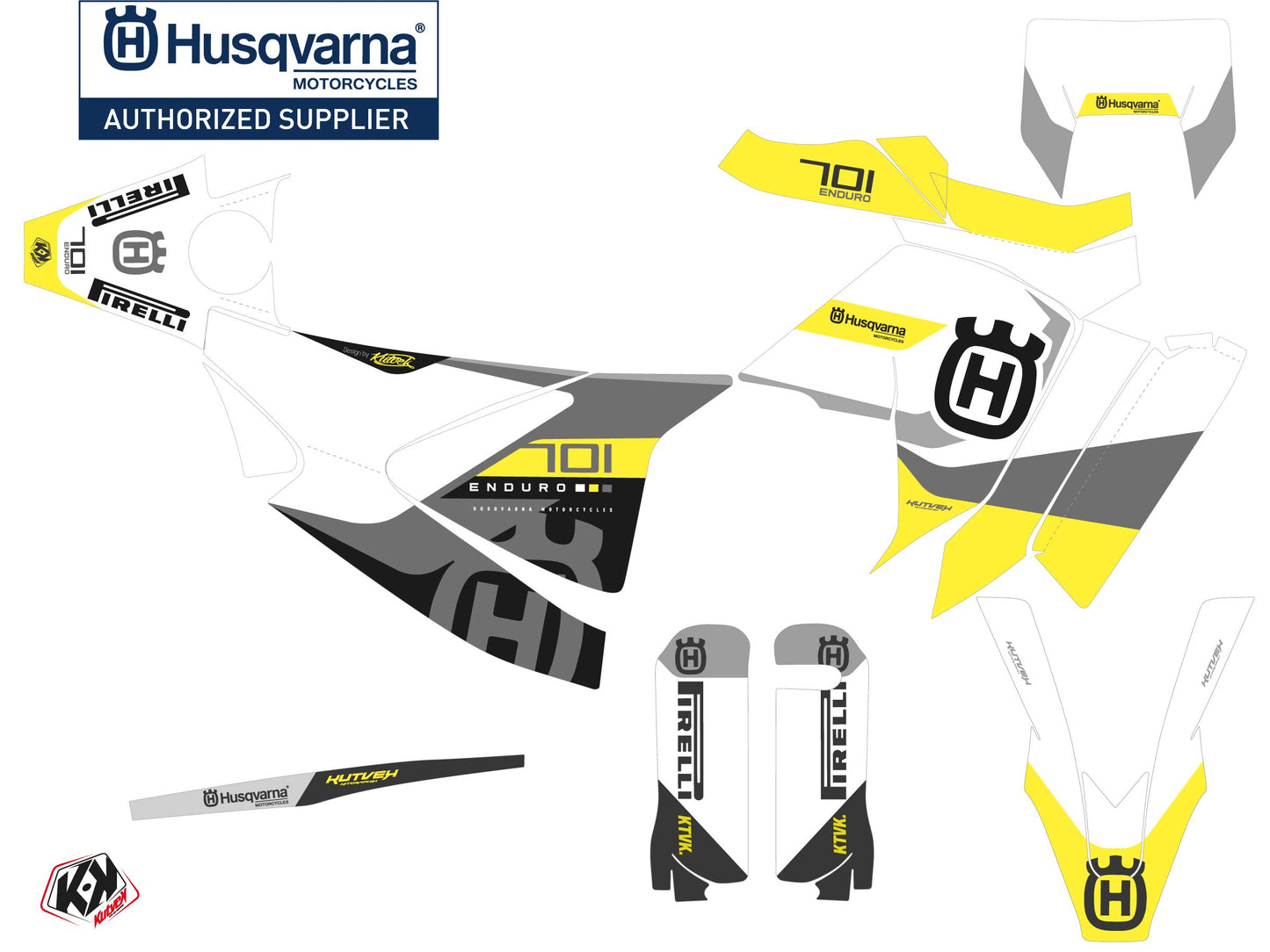 Husqvarna 701 Enduro LR Dirt Bike Reef Grafik-Kit Grau