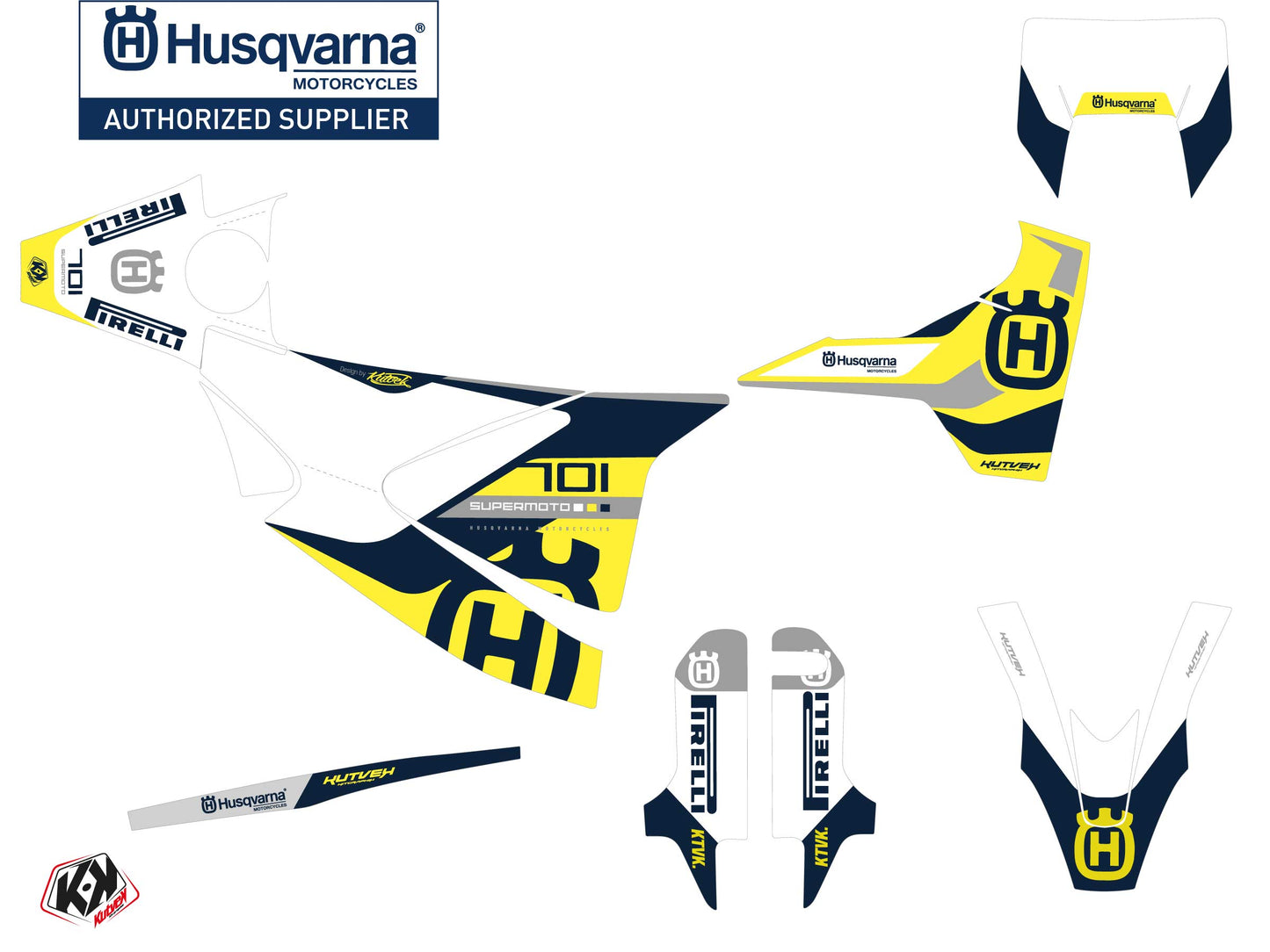 Husqvarna 701 Supermoto Dirt Bike Reef Grafik-Kit Blau