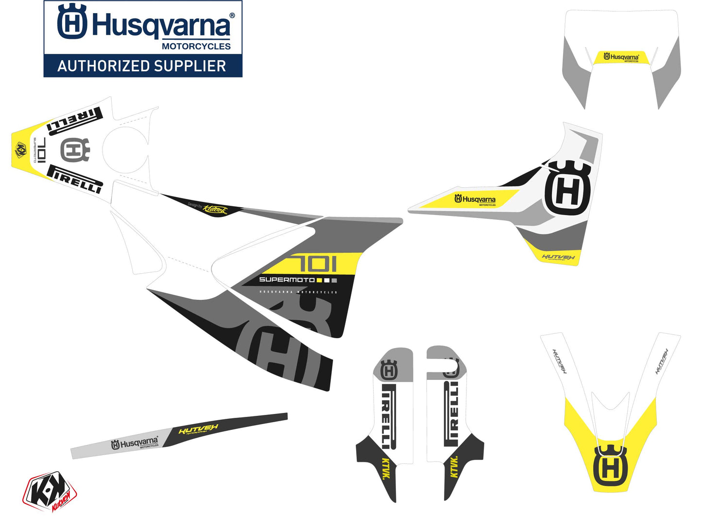 Husqvarna 701 Supermoto Dirt Bike Reef Grafik-Kit Grau