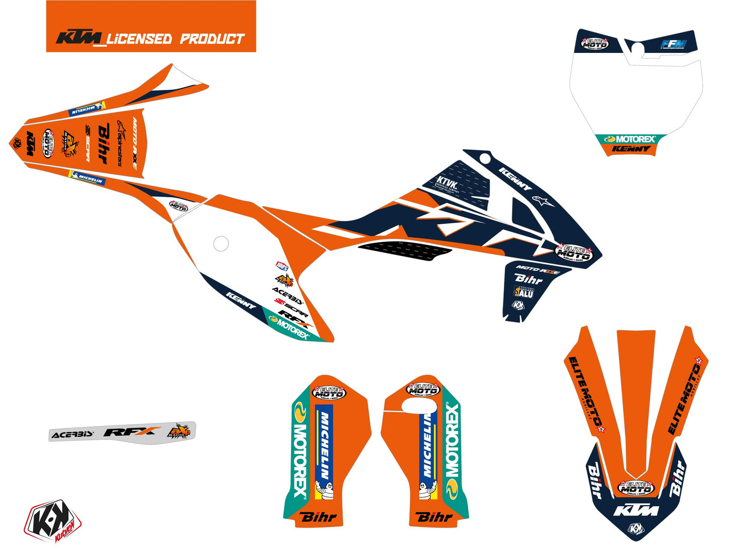 KTM 50 SX Dirt Bike Global Replica Team Elite Moto 15 K22 Kit Blau