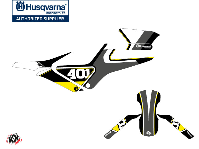 Husqvarna Svartpilen 401 Street Bike Rocket Grafik-Kit Grau Gelb