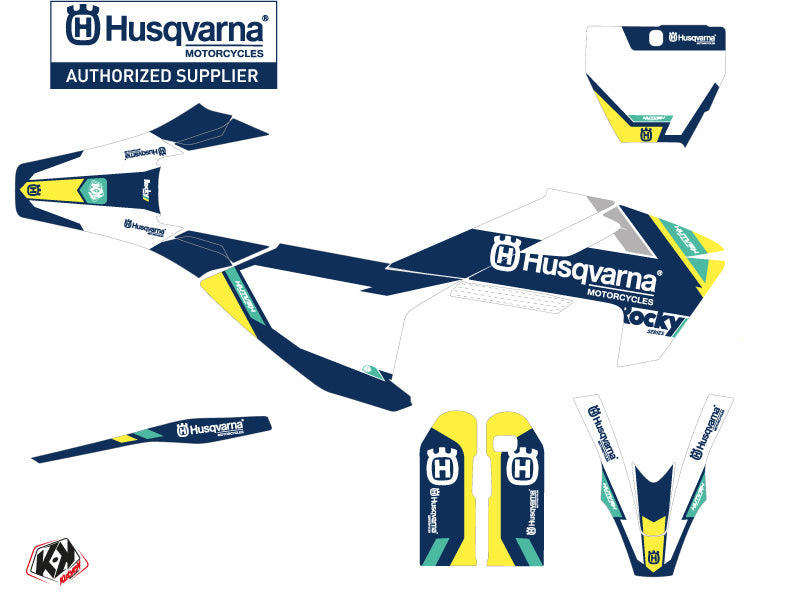 Husqvarna 450 FS Dirt Bike Rocky Grafik-Kit Blau