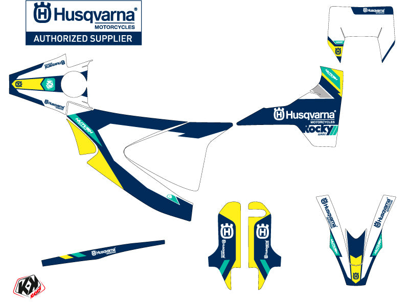 Husqvarna 701 Supermoto Dirt Bike Rocky Grafik-Kit Blau