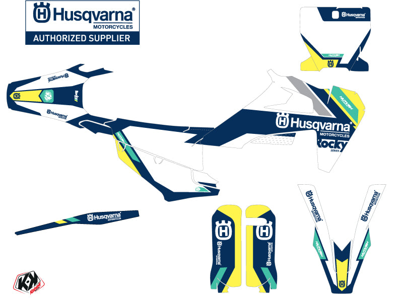 Husqvarna FC 450 Dirt Bike Rocky Grafik-Kit Blau