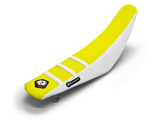 Weiß/Gelber Sitzbezug 3-Rippen - HUSQVARNA TC 50 (2017-2023)