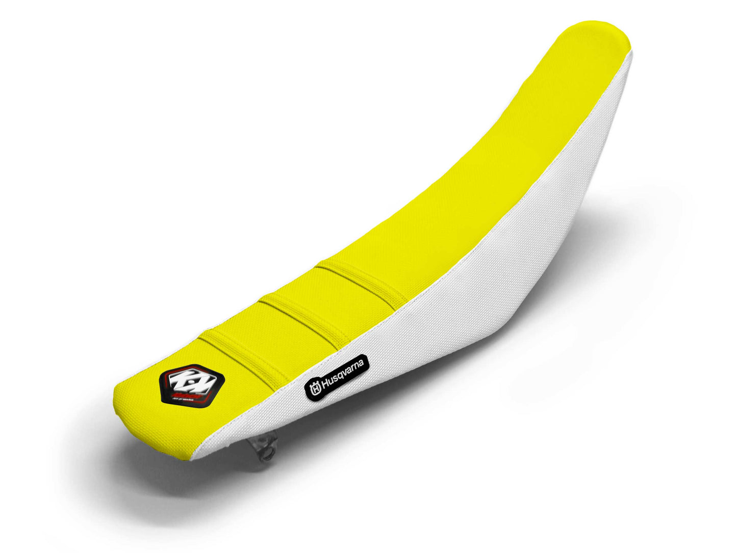 Weiß/Gelber Sitzbezug 3-Rippen - HUSQVARNA TC 50 (2017-2023)