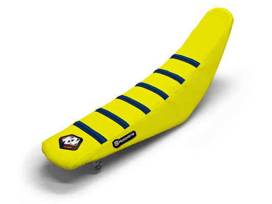 Gelb/Marineblauer Sitzbezug 6 Rippen - HUSQVARNA TX 300 (2017-2019)