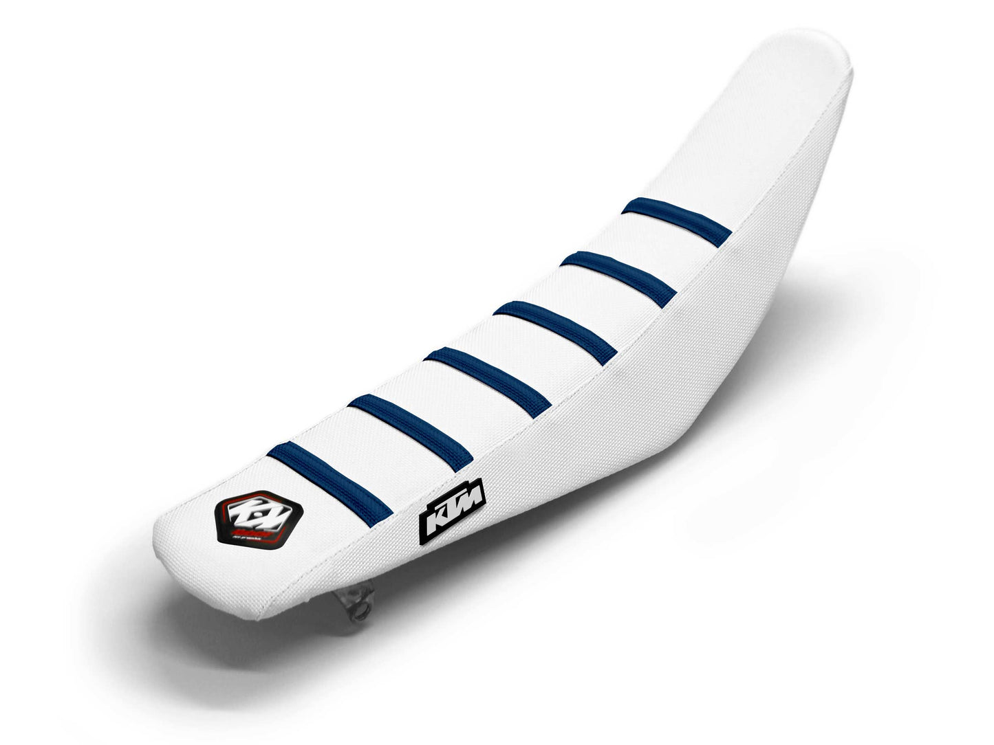Sitzbezug, weiß/marineblau, 6-Rippen - KTM EXC 250 (2008-2024)