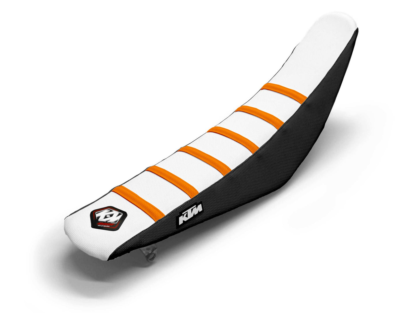 Sitzbezug, weiß/schwarz/orange, 6 Rippen - KTM EXC 540 F (2008-2015)