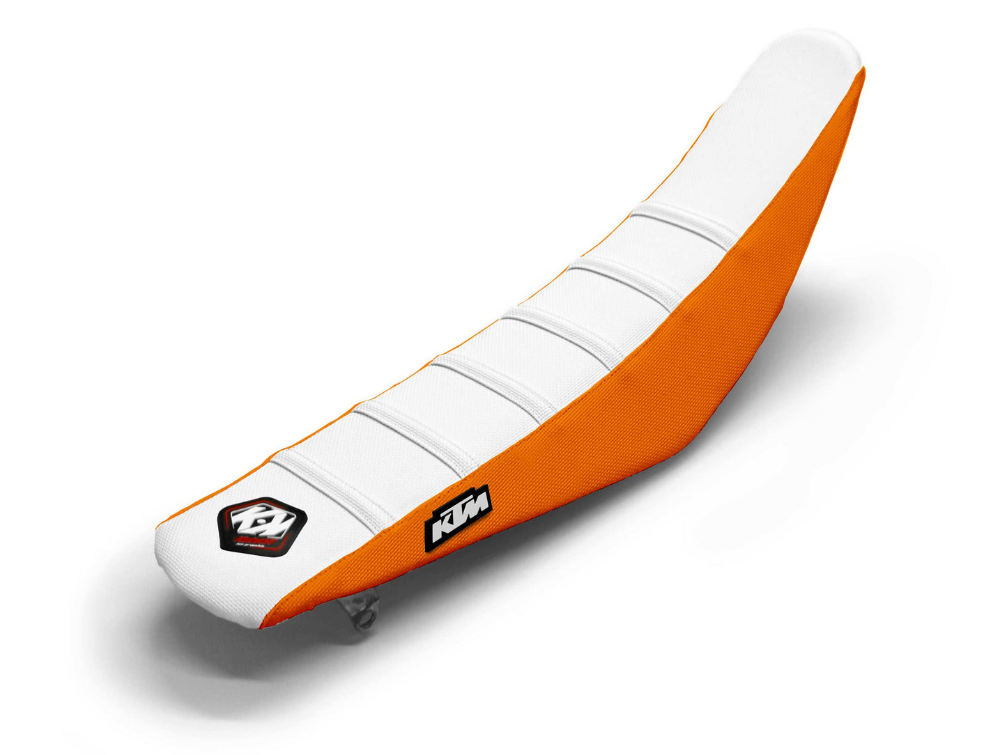 Weiß/Orangefarbener Sitzbezug 6-Rippen - KTM EXC 525 F (2008-2024)