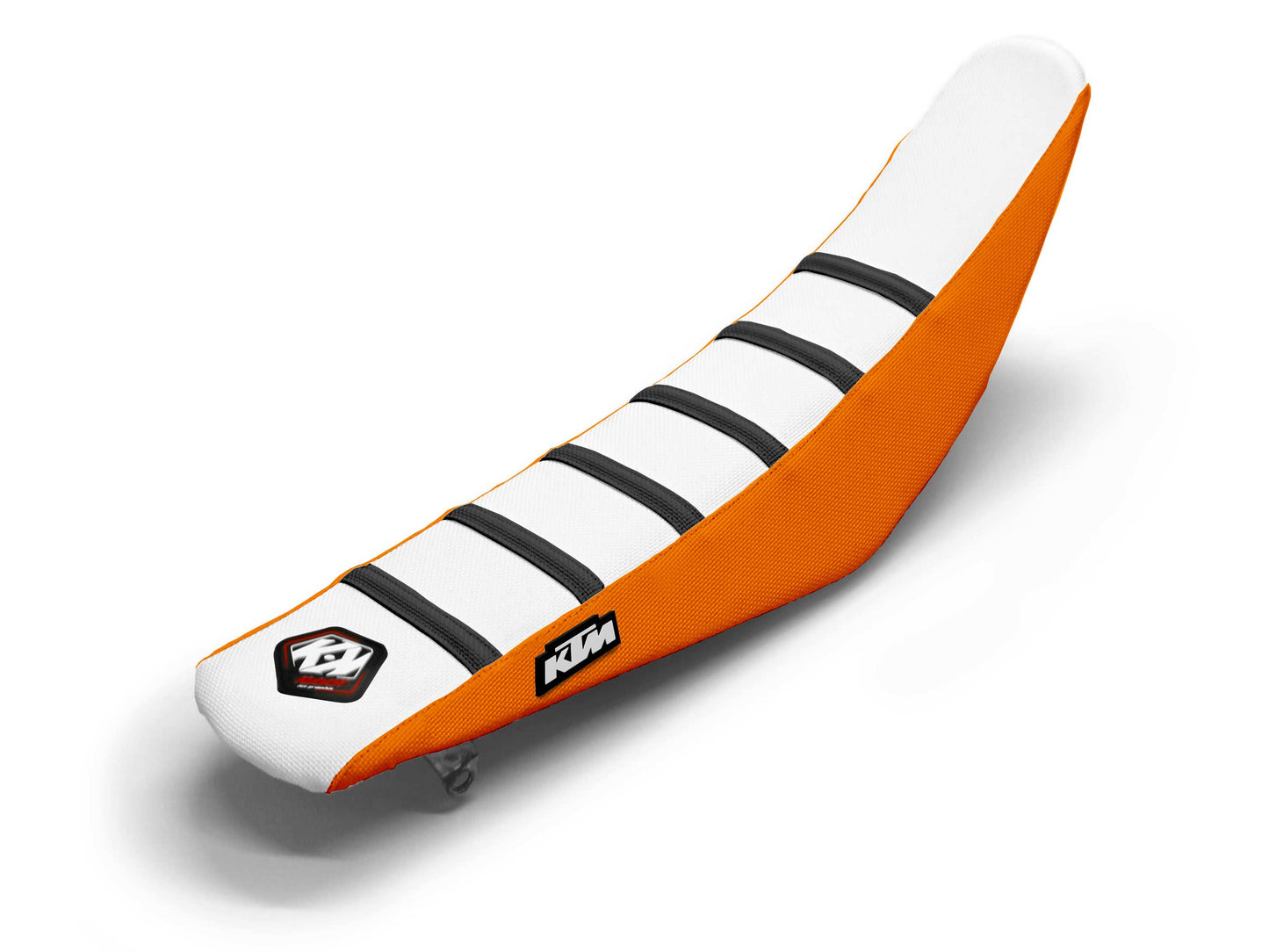 Sitzbezug, weiß/schwarz/orange, 6-rippig - KTM SX 150 (2007-2023)