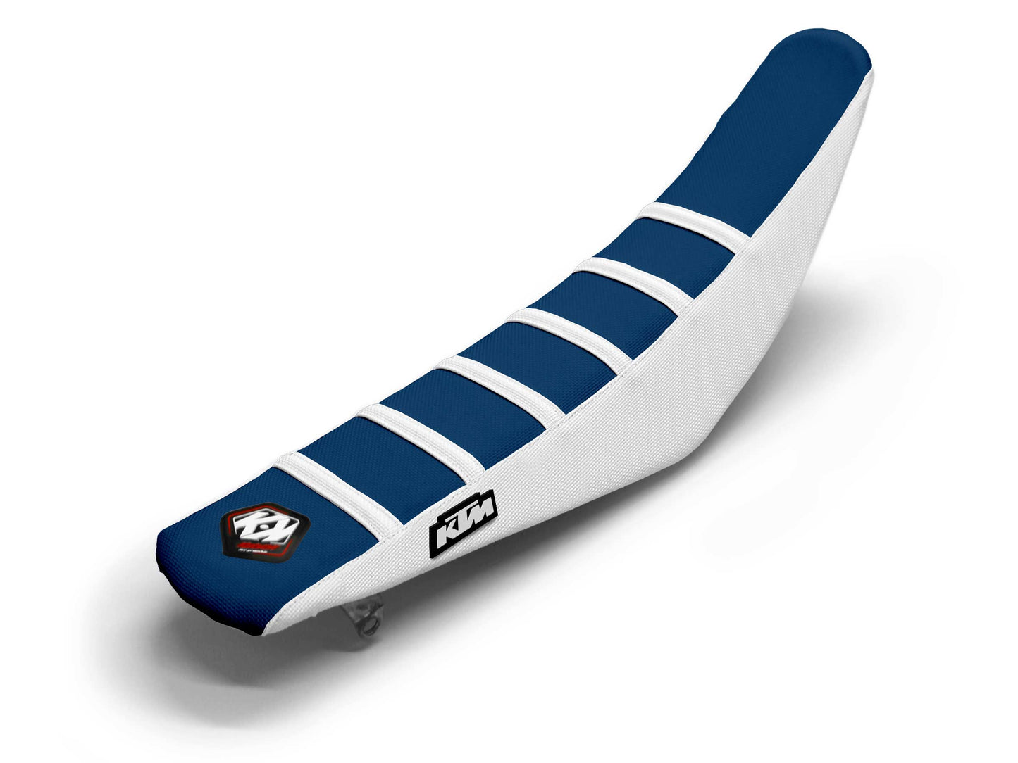 Sitzbezug Weiß/Marineblau, 6 Rippen - KTM SX 450 F FACTORY EDITION (2024-2024)
