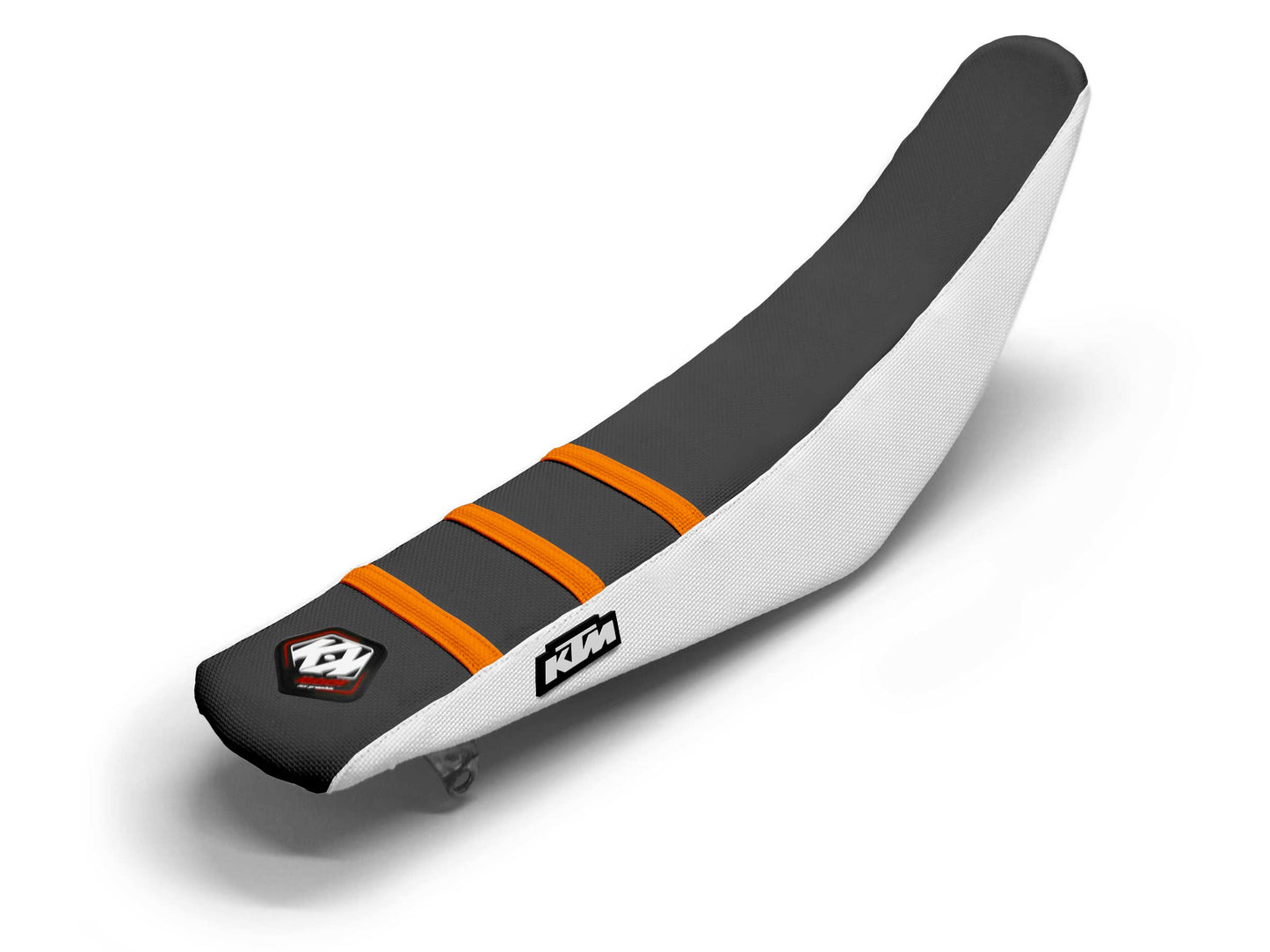 Sitzbezug Weiß/Schwarz/Orange, 3 Rippen - KTM EXC 300 TPI (2017-2024)