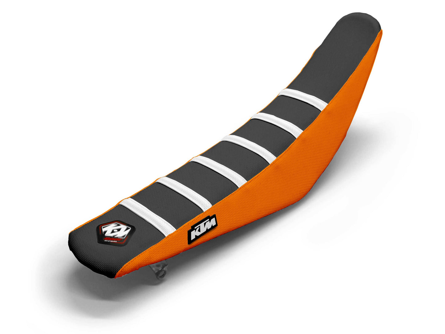 Sitzbezug, weiß/schwarz/orange, 6-rippig - KTM EXC EXCF (2008-2024)