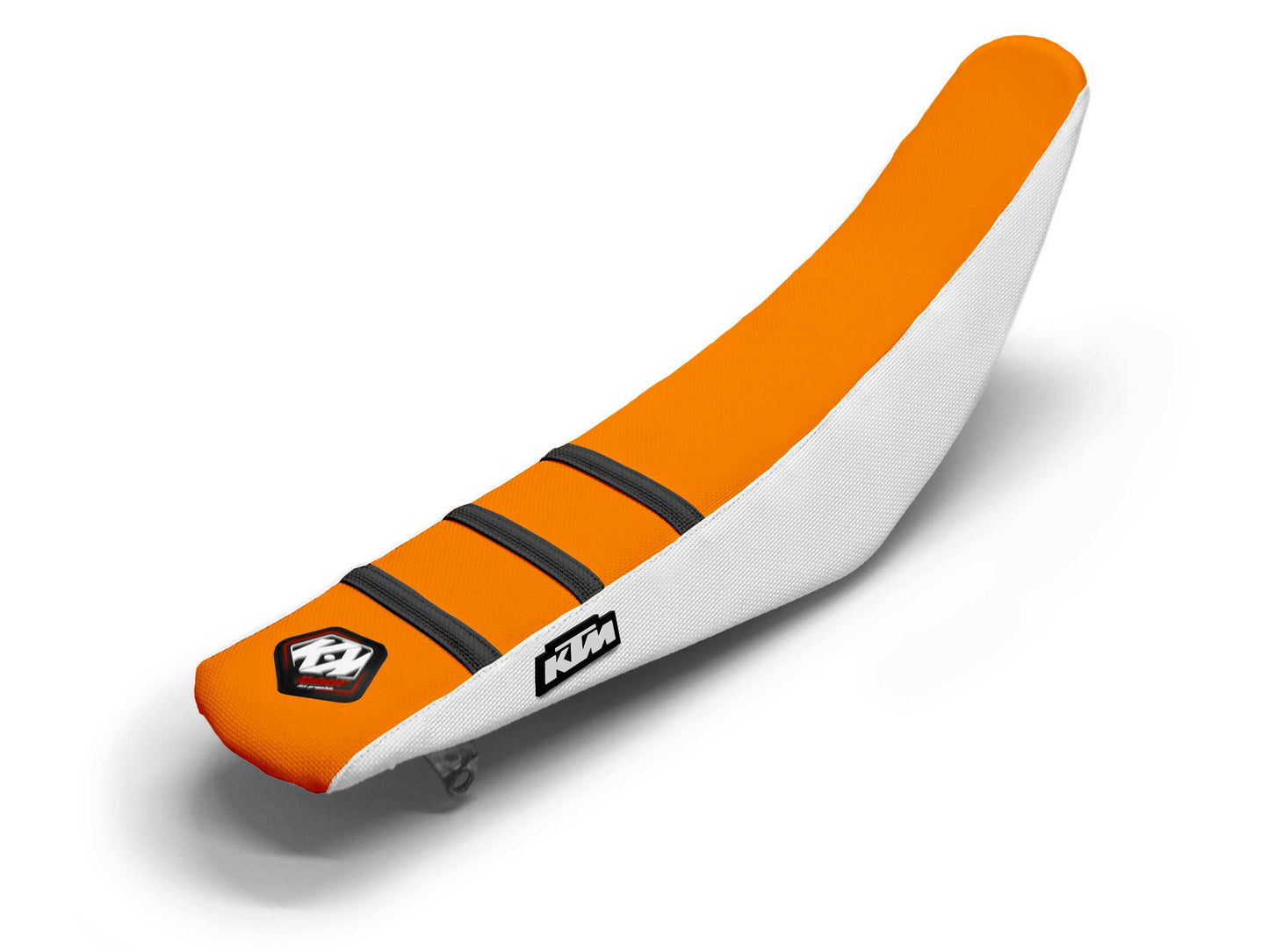 Sitzbezug Weiß/Schwarz/Orange, 3 Rippen - KTM EXC 250 TPI (2017-2024)