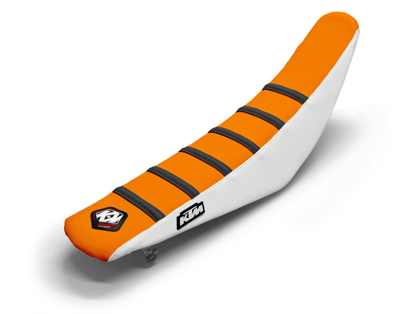 Sitzbezug, weiß/schwarz/orange, 6-rippig - KTM SX 150 (2007-2023)