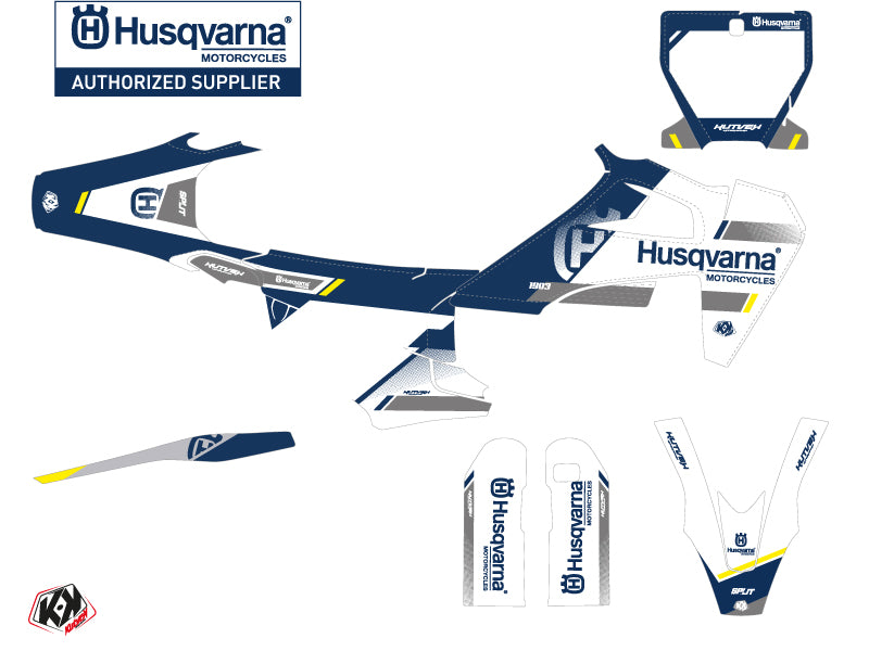 Husqvarna 450 FS Dirt Bike Split Grafik-Kit Weiß Blau
