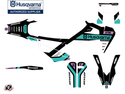 Husqvarna 250 FE Dirt Bike START Grafik-Kit Türkis
