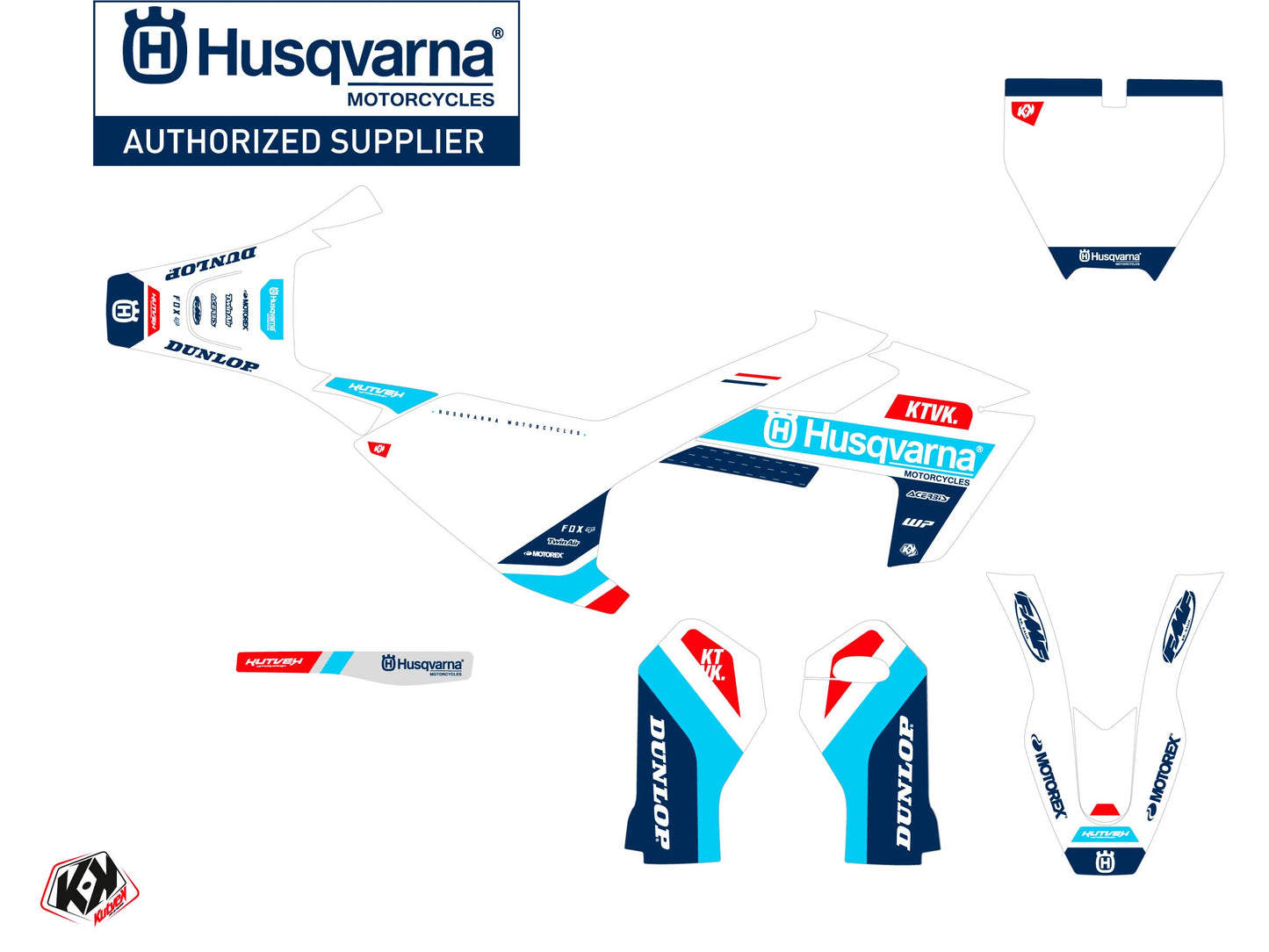 Husqvarna EE-5 Dirt Bike Starter-Grafikset Blau