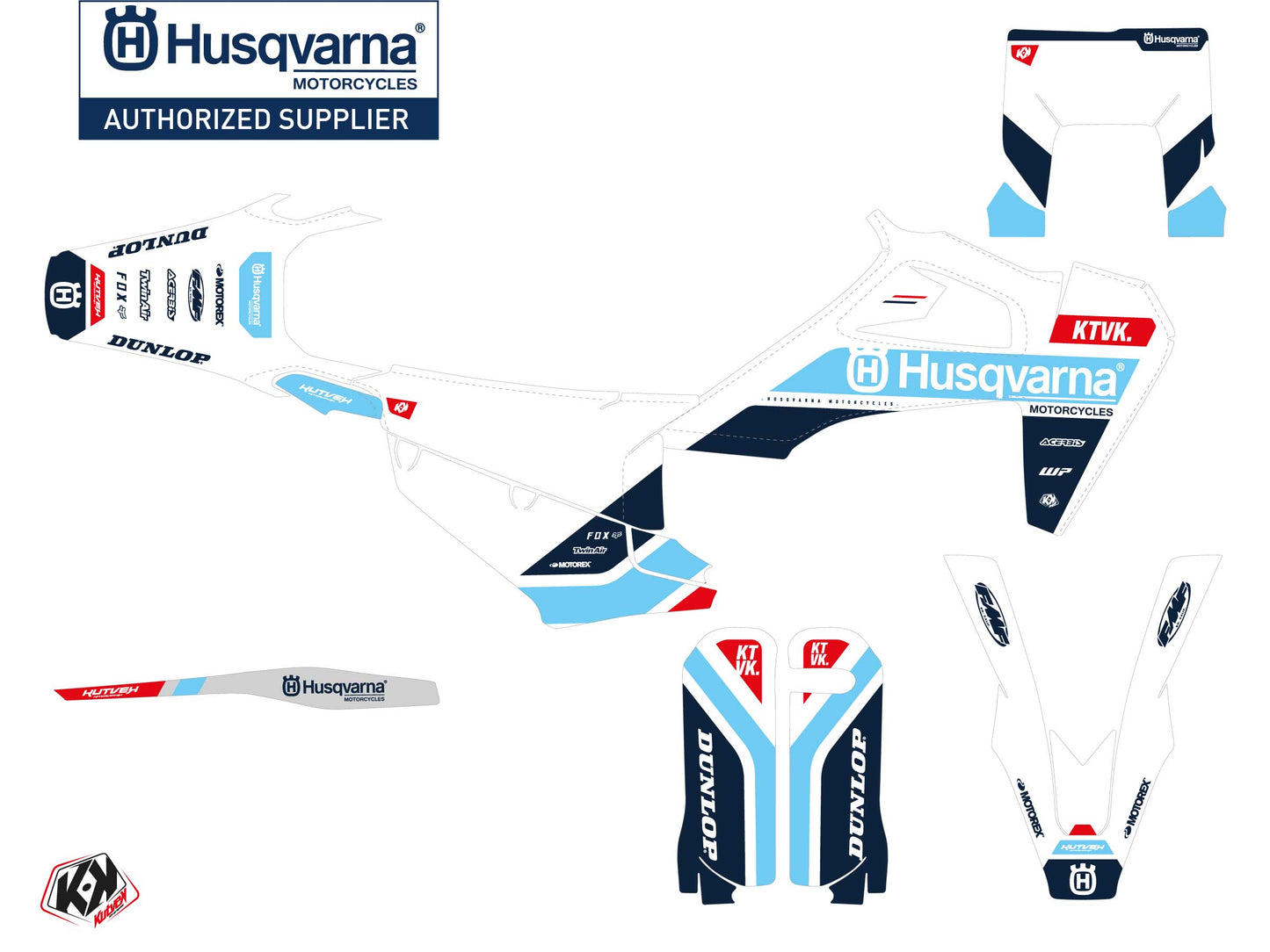 Husqvarna 150 TE Dirt Bike Starter-Grafikset Blau