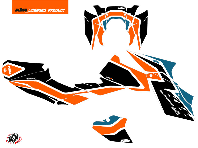 KTM Super Duke 990 R Straßenmotorrad Storm Grafikkit Orange Blau