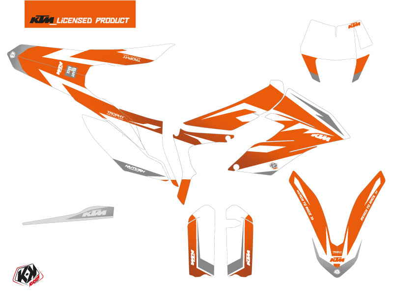 KTM 350 FREERIDE Dirt Bike Trophy Grafikkit Orange Weiß