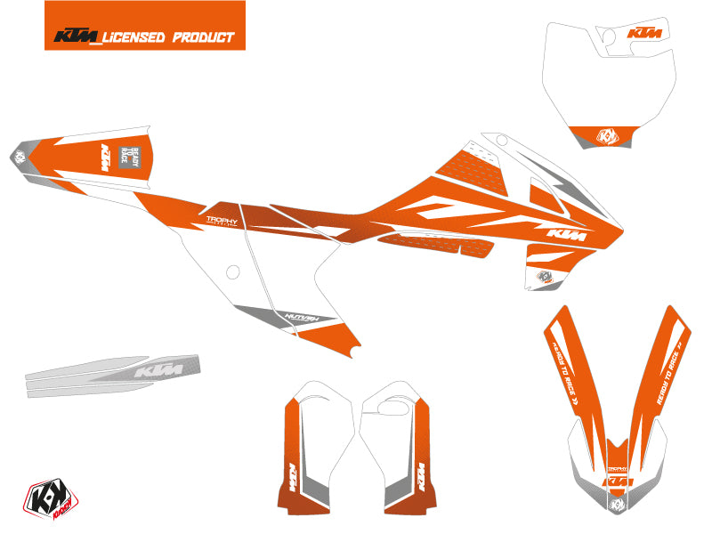 KTM 65 SX Dirt Bike Trophy Grafikkit Orange Weiß