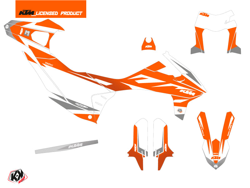 KTM 690 SMC R Dirt Bike Trophy Grafikkit Orange Weiß